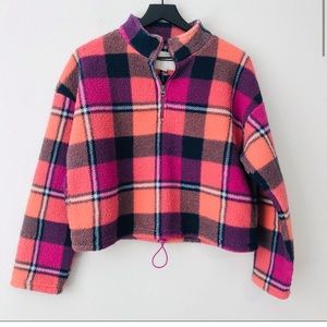 American eagle plaid Sherpa pullover quarter zip